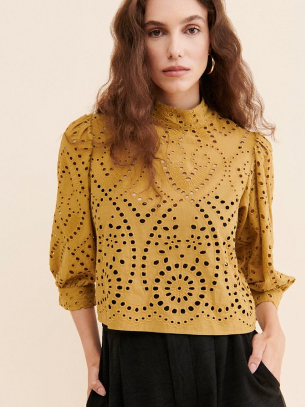 Cropped Eyelet Blouse